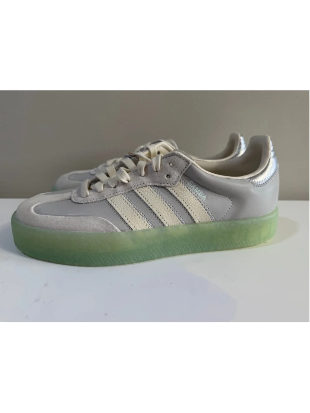 Adidas Samba XLG Glow Green Gum Platform Sneakers